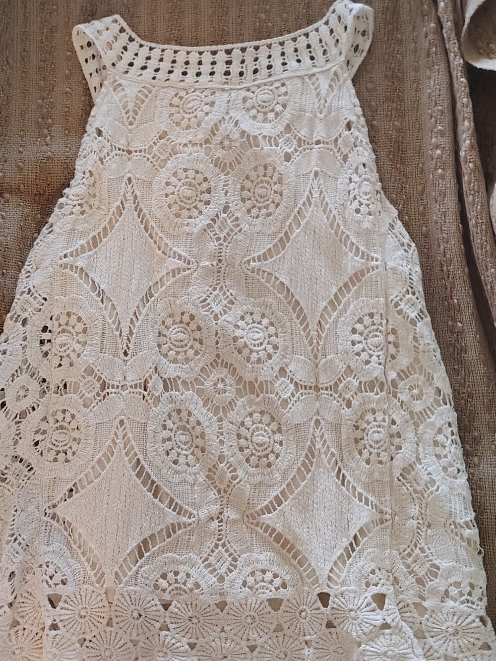 Adiva Cream Crochet Lace Tank Top